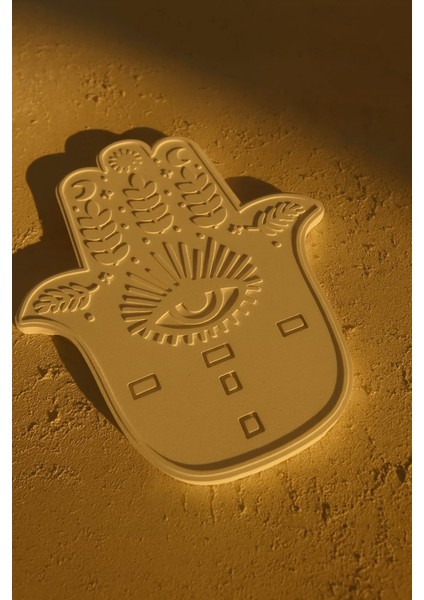 El Yapımı Hamsa El Figürü – 20X15 cm Dekoratif Beton Tabak / Takı ve Aksesuar Düzenleyici fiyatları