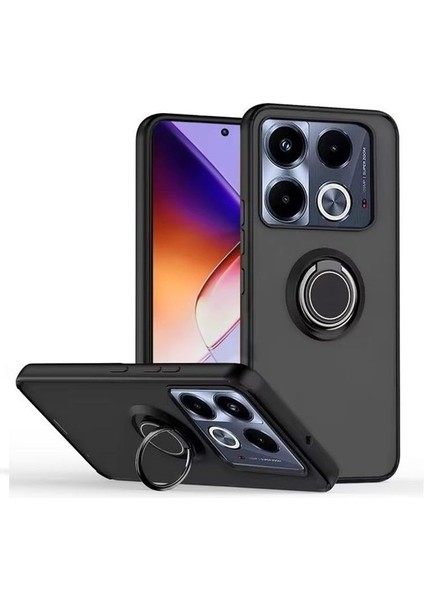 Infinix Note 40 Pro Kılıf Kamera Korumalı Yüzüklü Manyetik Standlı Arkası Buzlu Iring Kapak