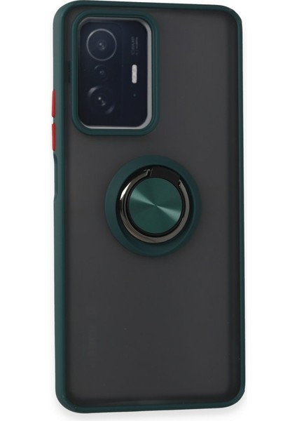 Xiaomi Mi 11T Kılıf Kamera Korumalı Yüzüklü Manyetik Standlı Arkası Buzlu Iring Kapak