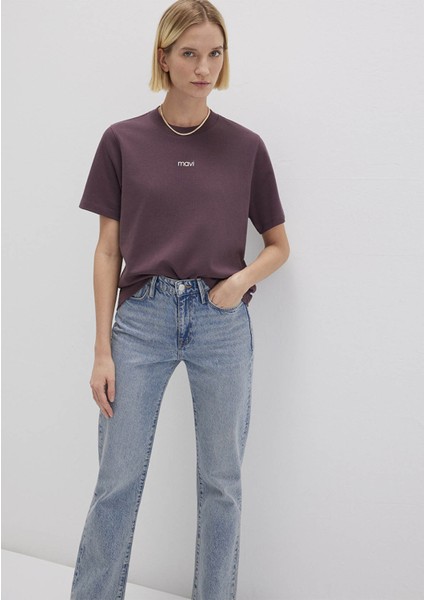 Mavi Logo Baskılı İnterlok Bordo Tişört 1612829-70260 fiyatları