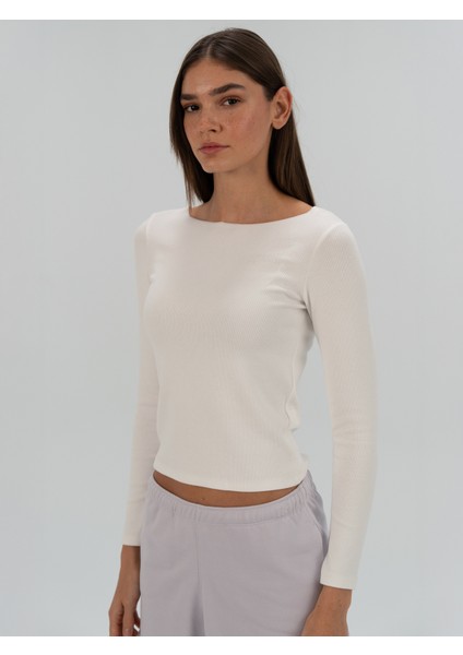 Ever Relaxed Rib Wmn Beyaz Kadın Uzun Kollu Tişört fırsatları