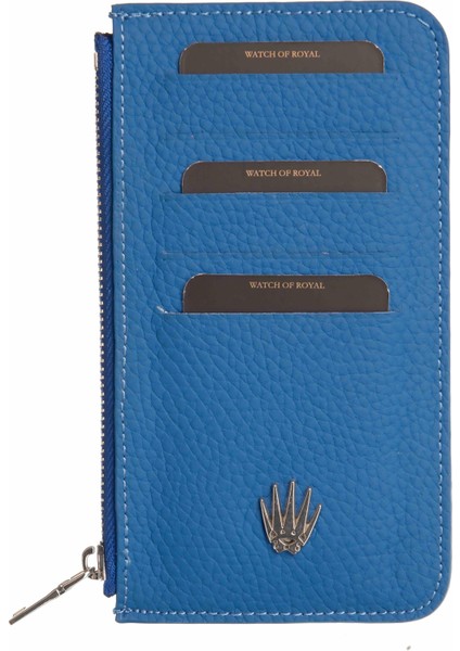 Lexis Mavi Hakiki Deri Fermuarlı Kartlık