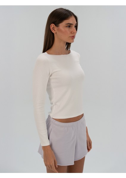 Ever Relaxed Rib Wmn Beyaz Kadın Uzun Kollu Tişört indirimleri