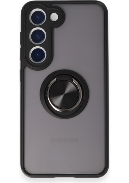 Samsung Galaxy S24 Fe Kılıf Kamera Korumalı Yüzüklü Manyetik Standlı Arkası Buzlu Iring Kapak