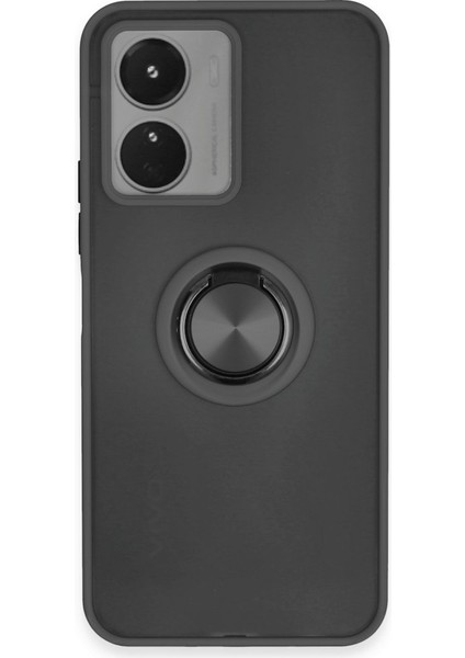 Vivo Y16 Kılıf Kamera Korumalı Yüzüklü Manyetik Standlı Arkası Buzlu Iring Kapak