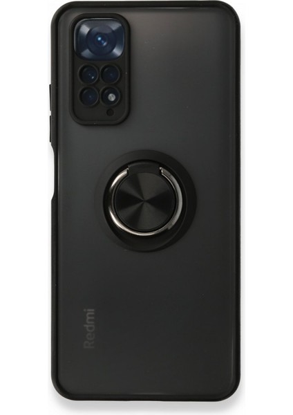 Xiaomi Redmi Note 11S Kılıf Kamera Korumalı Yüzüklü Manyetik Standlı Arkası Buzlu Iring Kapak