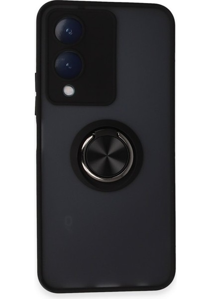Vivo Y17S Kılıf Kamera Korumalı Yüzüklü Manyetik Standlı Arkası Buzlu Iring Kapak