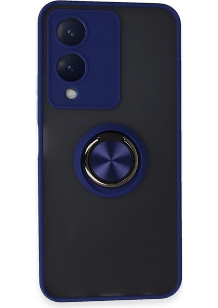 Vivo Y17S Kılıf Kamera Korumalı Yüzüklü Manyetik Standlı Arkası Buzlu Iring Kapak
