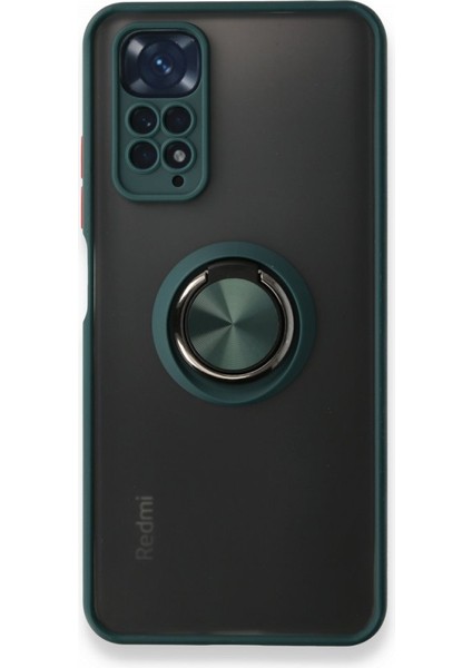 Xiaomi Redmi Note 11S Kılıf Kamera Korumalı Yüzüklü Manyetik Standlı Arkası Buzlu Iring Kapak