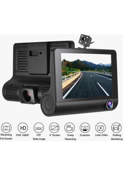 Araç Içi Kamera Gece Görüşlü 3 Kameralı 4 Inç 1080P Yol Kayıt Kamerası modelleri