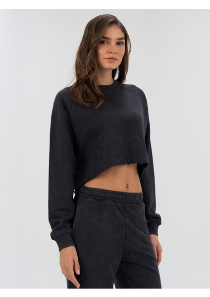 Cool Relax Wmn Antrasit Kadın Crop Sweatshirt modelleri