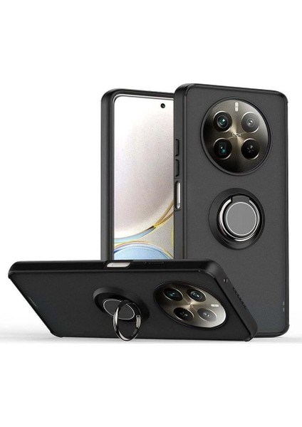 Realme 12 Pro Kılıf Kamera Korumalı Yüzüklü Manyetik Standlı Arkası Buzlu Iring Kapak