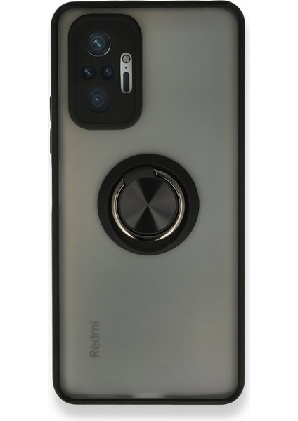 Xiaomi Redmi Note 10 Pro Kılıf Kamera Korumalı Yüzüklü Manyetik Standlı Arkası Buzlu Iring Kapak