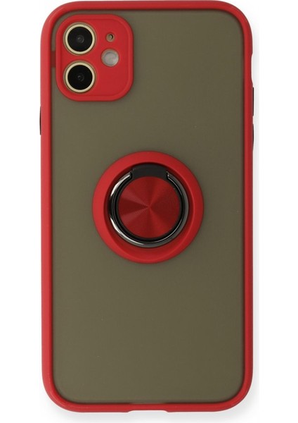 Apple Iphone 12 Kılıf Kamera Korumalı Yüzüklü Manyetik Standlı Arkası Buzlu Iring Kapak