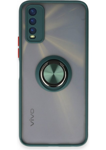 Vivo Y11S Kılıf Kamera Korumalı Yüzüklü Manyetik Standlı Arkası Buzlu Iring Kapak