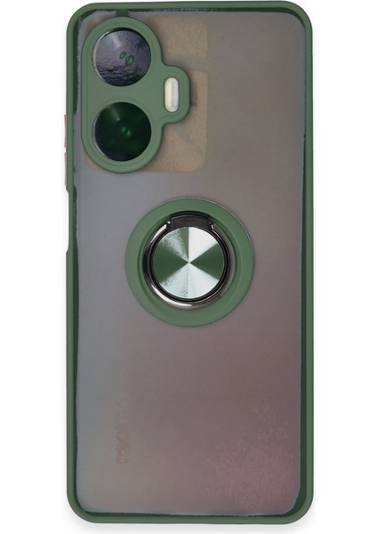 Realme C55 Kılıf Kamera Korumalı Yüzüklü Manyetik Standlı Arkası Buzlu Iring Kapak