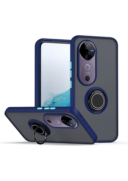 Vivo V40 5g Kılıf Kamera Korumalı Yüzüklü Manyetik Standlı Arkası Buzlu Iring Kapak