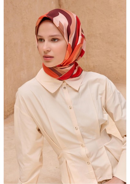 Tivil Saf Ipek Eşarp 4108-39 Kırmızı Karışık Desen