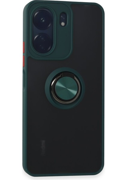 Xiaomi Redmi 13C Kılıf Kamera Korumalı Yüzüklü Manyetik Standlı Arkası Buzlu Iring Kapak
