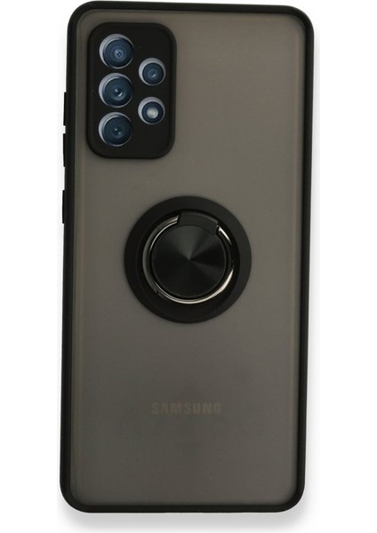 Samsung Galaxy A72 Kılıf Kamera Korumalı Yüzüklü Manyetik Standlı Arkası Buzlu Iring Kapak