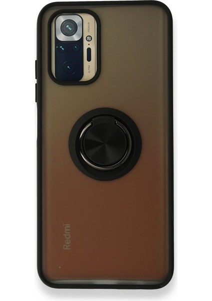 Xiaomi Redmi Note 10 Kılıf Kamera Korumalı Yüzüklü Manyetik Standlı Arkası Buzlu Iring Kapak