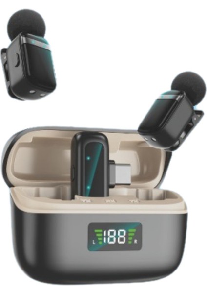 S35 Mını Kablosuz Yaka Mikrofonu | 2’li Set | Gürültü Engelleyici | 30 Sa Pil Ömrü L 2.4g | | Şarj Kutulu