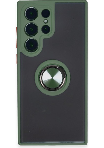 Samsung Galaxy S23 Ultra Kılıf Kamera Korumalı Yüzüklü Manyetik Standlı Arkası Buzlu Iring Kapak