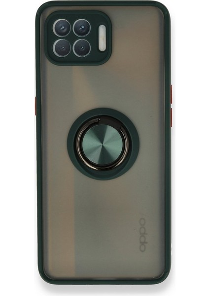 Oppo Reno 4 Lite Kılıf Kamera Korumalı Yüzüklü Manyetik Standlı Arkası Buzlu Iring Kapak