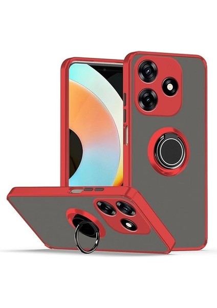 Tecno Spark 10 4g Kılıf Kamera Korumalı Yüzüklü Manyetik Standlı Arkası Buzlu Iring Kapak