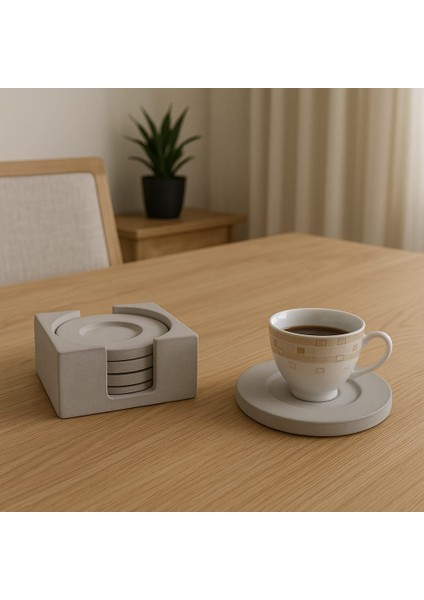 Beton Bardak Altlığı Set Fincan Çay Bardağı