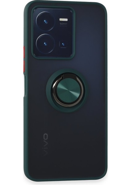 Vivo Y35 Kılıf Kamera Korumalı Yüzüklü Manyetik Standlı Arkası Buzlu Iring Kapak