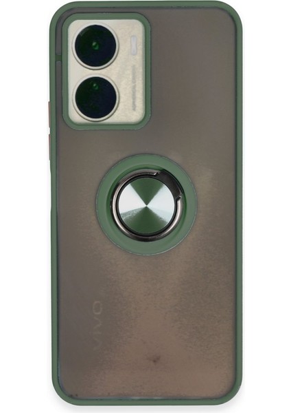 Vivo Y16 Kılıf Kamera Korumalı Yüzüklü Manyetik Standlı Arkası Buzlu Iring Kapak