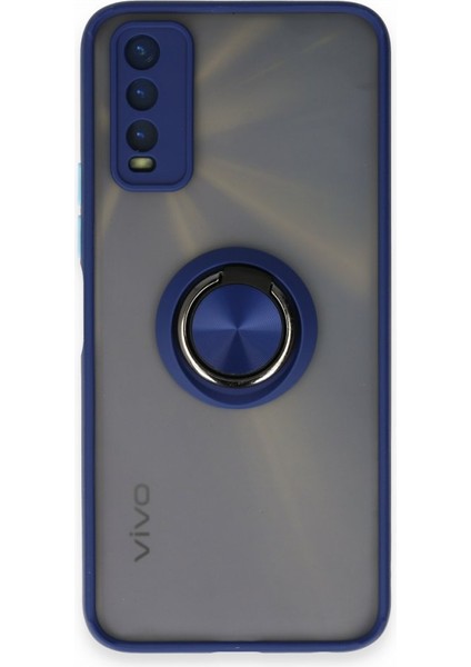 Vivo Y11S Kılıf Kamera Korumalı Yüzüklü Manyetik Standlı Arkası Buzlu Iring Kapak