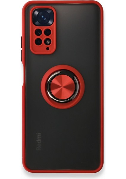 Xiaomi Redmi Note 11S Kılıf Kamera Korumalı Yüzüklü Manyetik Standlı Arkası Buzlu Iring Kapak