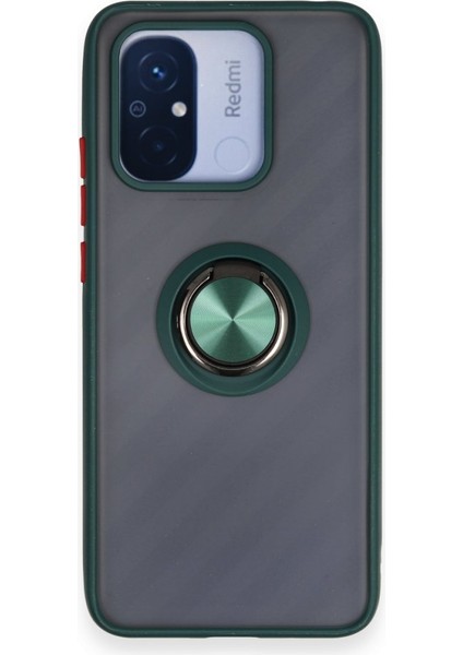 Xiaomi Redmi 12C Kılıf Kamera Korumalı Yüzüklü Manyetik Standlı Arkası Buzlu Iring Kapak