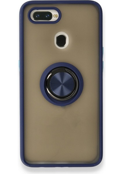 Oppo Ax7 Kılıf Kamera Korumalı Yüzüklü Manyetik Standlı Arkası Buzlu Iring Kapak