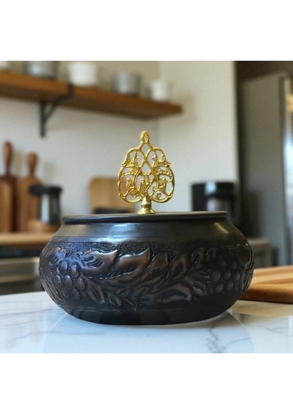 -Kabartma Işleme Oksitli Bakır Şekerlik | El Işçiliği Kapaklı Dekoratif Bakır Lokumluk & Ikramlık & Çerezlik & Şekerlik modelleri