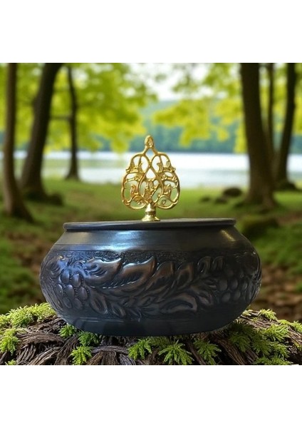 -Kabartma Işleme Oksitli Bakır Şekerlik | El Işçiliği Kapaklı Dekoratif Bakır Lokumluk & Ikramlık & Çerezlik & Şekerlik fırsatları