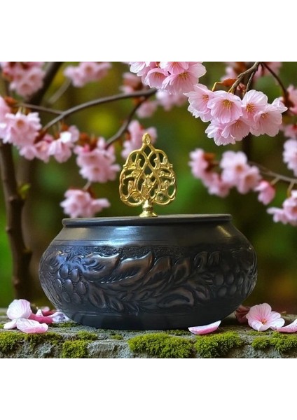 -Kabartma Işleme Oksitli Bakır Şekerlik | El Işçiliği Kapaklı Dekoratif Bakır Lokumluk & Ikramlık & Çerezlik & Şekerlik indirimleri