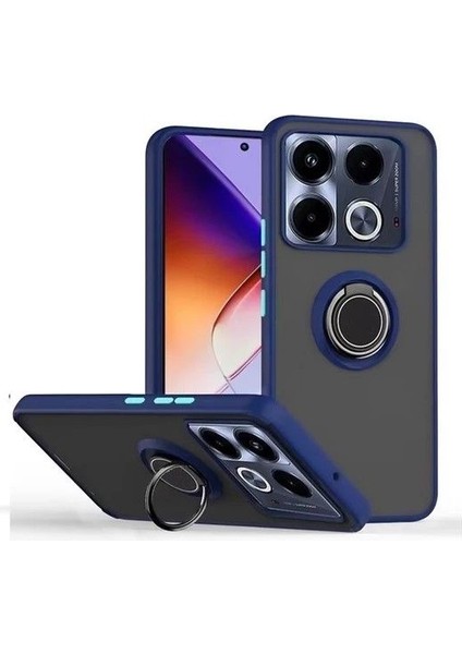 Infinix Note 40 Pro Kılıf Kamera Korumalı Yüzüklü Manyetik Standlı Arkası Buzlu Iring Kapak