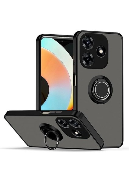 Tecno Spark 20 Pro Kılıf Kamera Korumalı Yüzüklü Manyetik Standlı Arkası Buzlu Iring Kapak