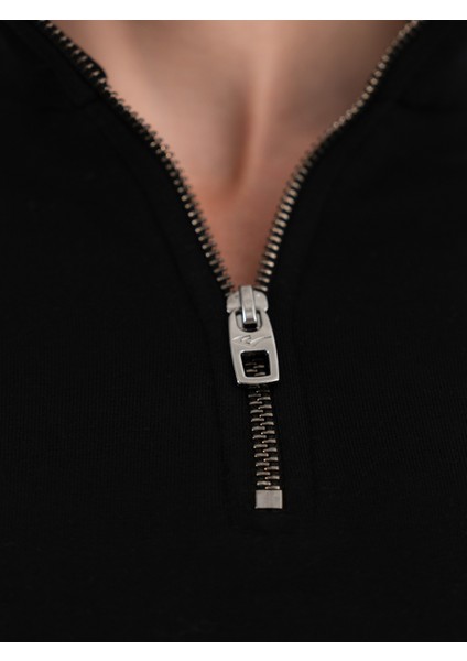 Bronx Nyc Half Zip Regular Siyah Erkek Sweatshirt