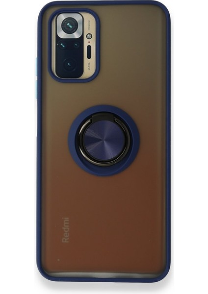 Xiaomi Redmi Note 10 Kılıf Kamera Korumalı Yüzüklü Manyetik Standlı Arkası Buzlu Iring Kapak