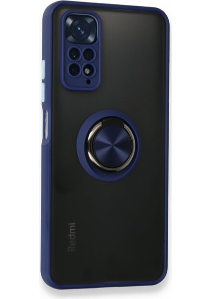 Xiaomi Redmi Note 11S Kılıf Kamera Korumalı Yüzüklü Manyetik Standlı Arkası Buzlu Iring Kapak