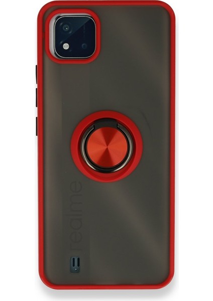 Realme C11 2021 Kılıf Kamera Korumalı Yüzüklü Manyetik Standlı Arkası Buzlu Iring Kapak