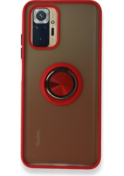 Xiaomi Redmi Note 10 Kılıf Kamera Korumalı Yüzüklü Manyetik Standlı Arkası Buzlu Iring Kapak