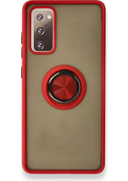 Samsung Galaxy S20 Fe Kılıf Kamera Korumalı Yüzüklü Manyetik Standlı Arkası Buzlu Iring Kapak