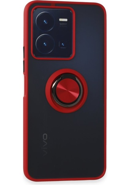 Vivo Y35 Kılıf Kamera Korumalı Yüzüklü Manyetik Standlı Arkası Buzlu Iring Kapak