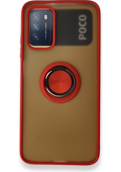 Xiaomi Redmi 9t Kılıf Kamera Korumalı Yüzüklü Manyetik Standlı Arkası Buzlu Iring Kapak
