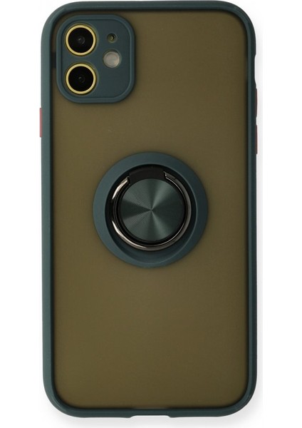 Apple Iphone 11 Kılıf Kamera Korumalı Yüzüklü Manyetik Standlı Arkası Buzlu Iring Kapak